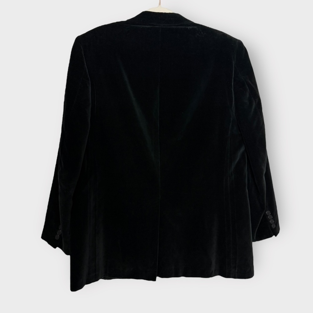 Vintage 1990s Gieves & Hawkes Black Cotton Velvet Suit Jacket / Blazer - Picture 5 of 7